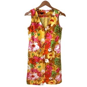 Talbots Dress Size 6 Sheath Floral Pockets Sleeveless Bright Colors 100% cotton